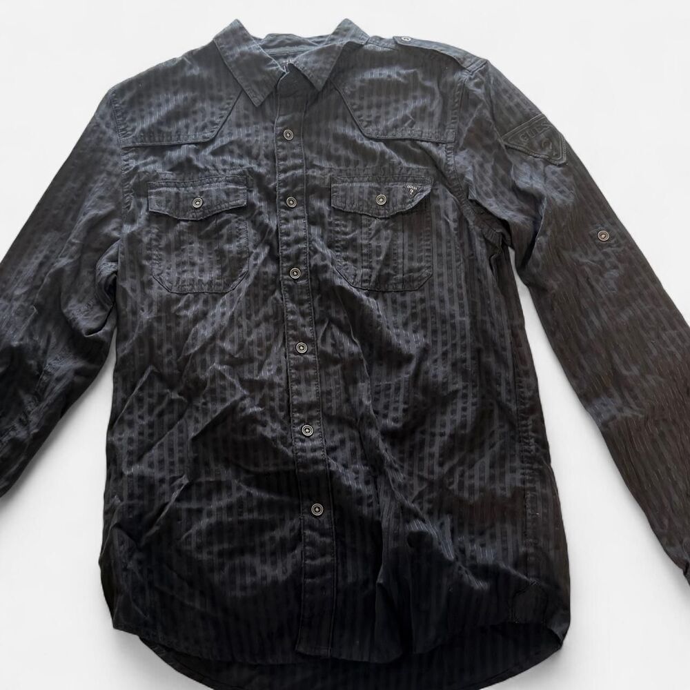 Guess Men's Black and Navy Shirt